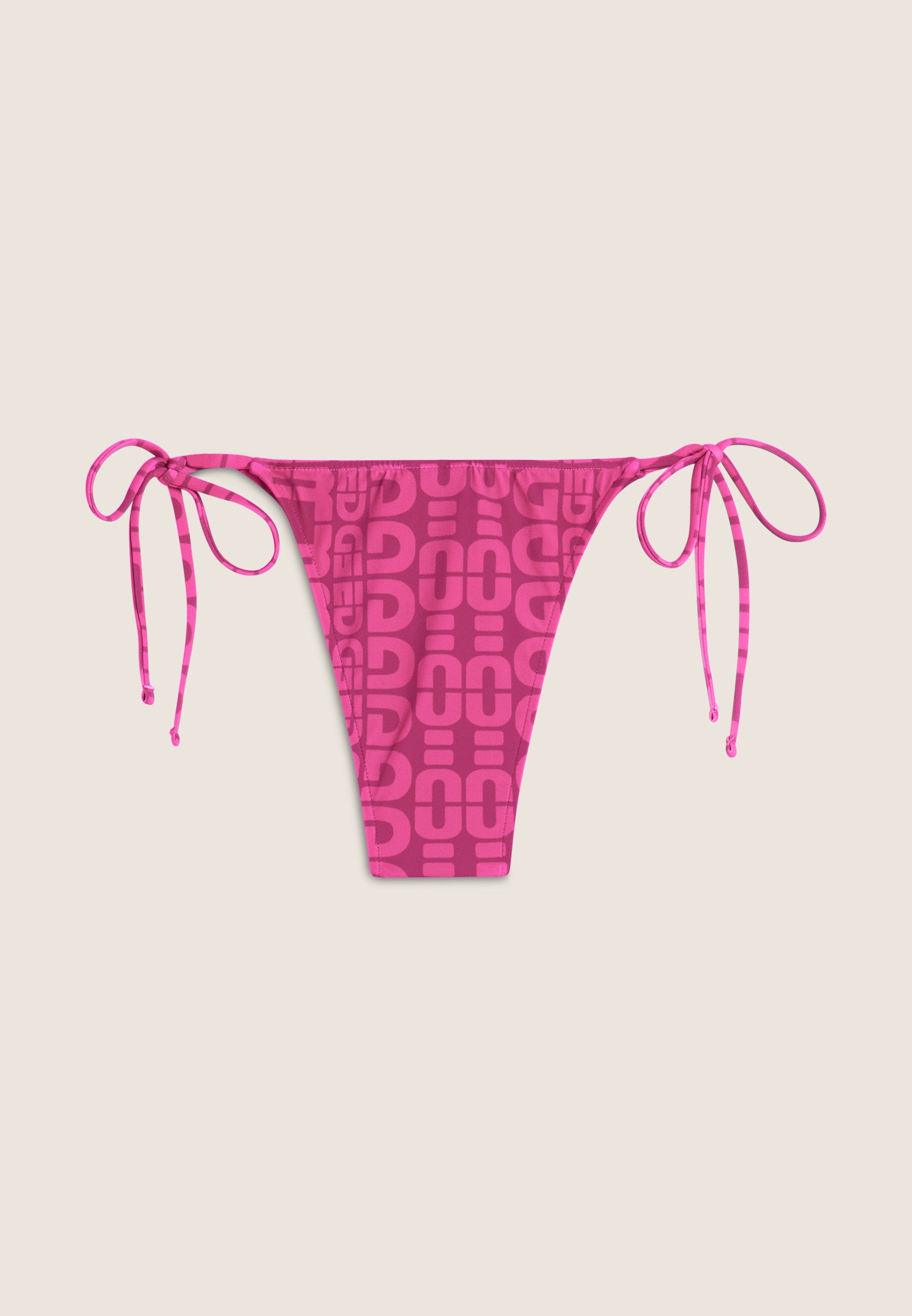 String-Bikinihose mit Allover-Logo-Print - FUCHSIA