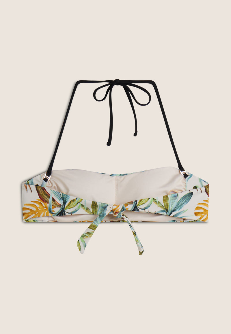 Bandeau-Bikinioberteil mit tropischem Print - SAND