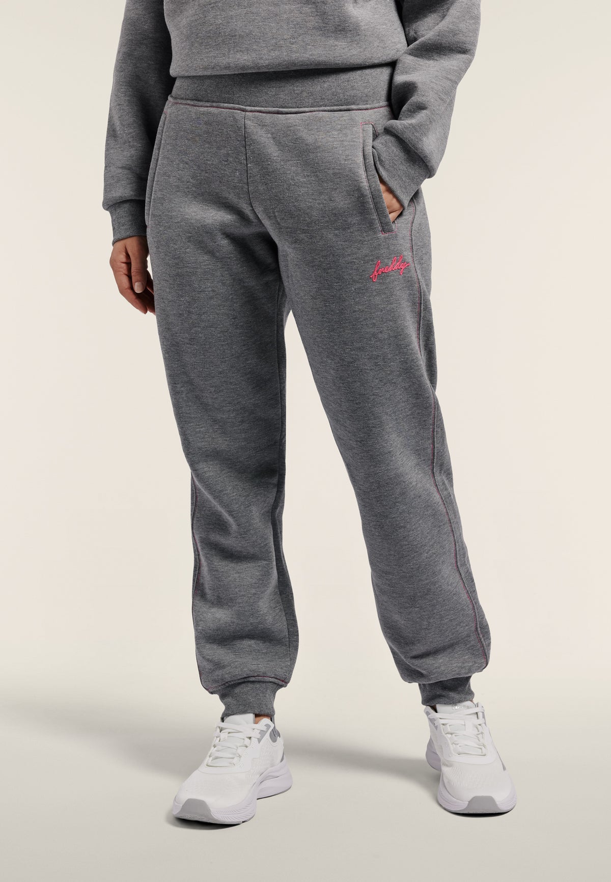 Regular melange trousers with cuffed bottom - Mélange Gray