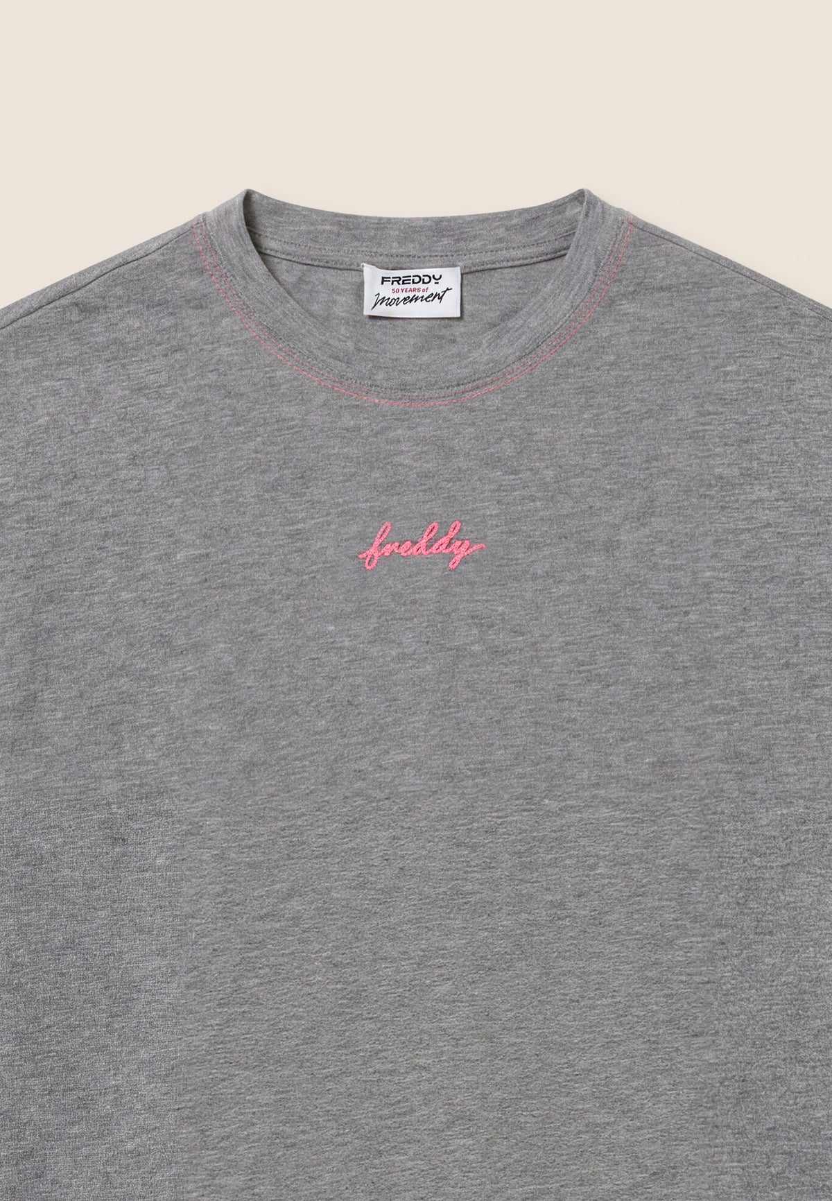Comfort t-shirt in melange jersey with neon details - Mélange Gray