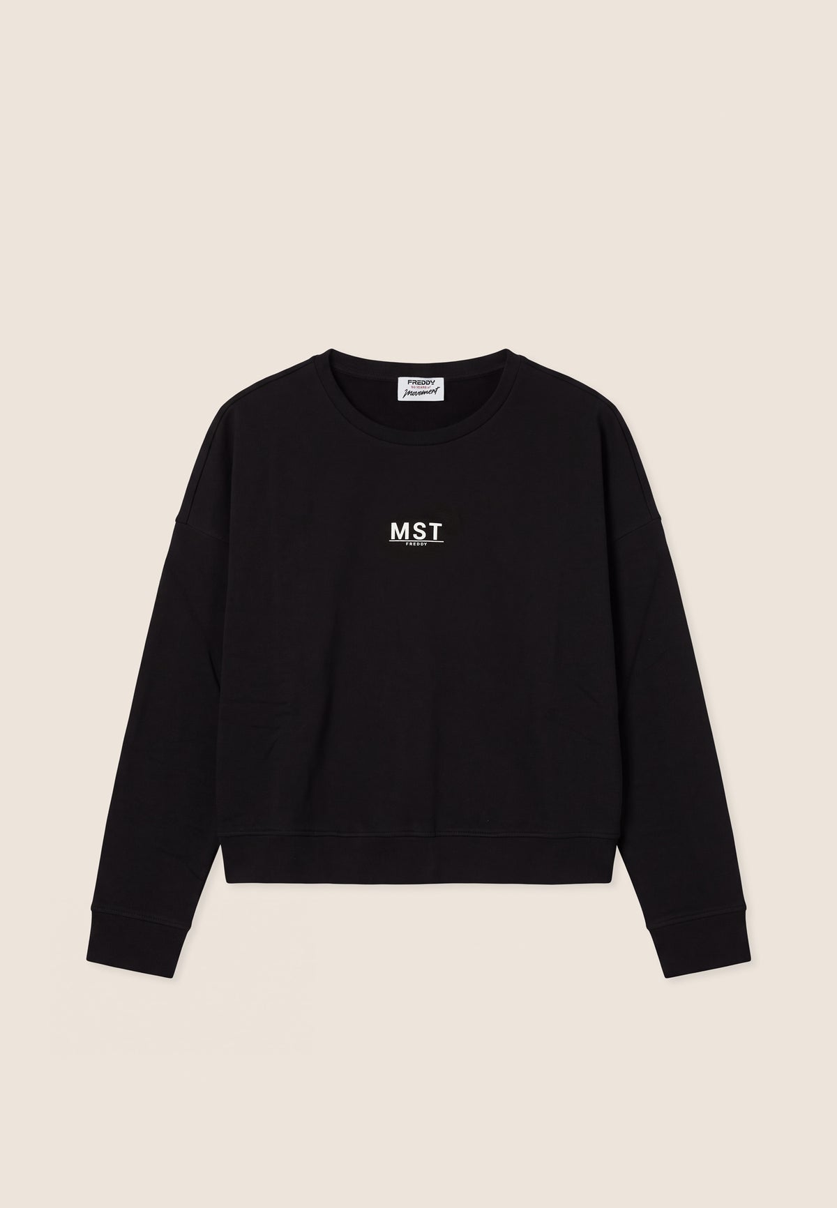 Basic oversized cropped crew-neck sweatshirt - Black