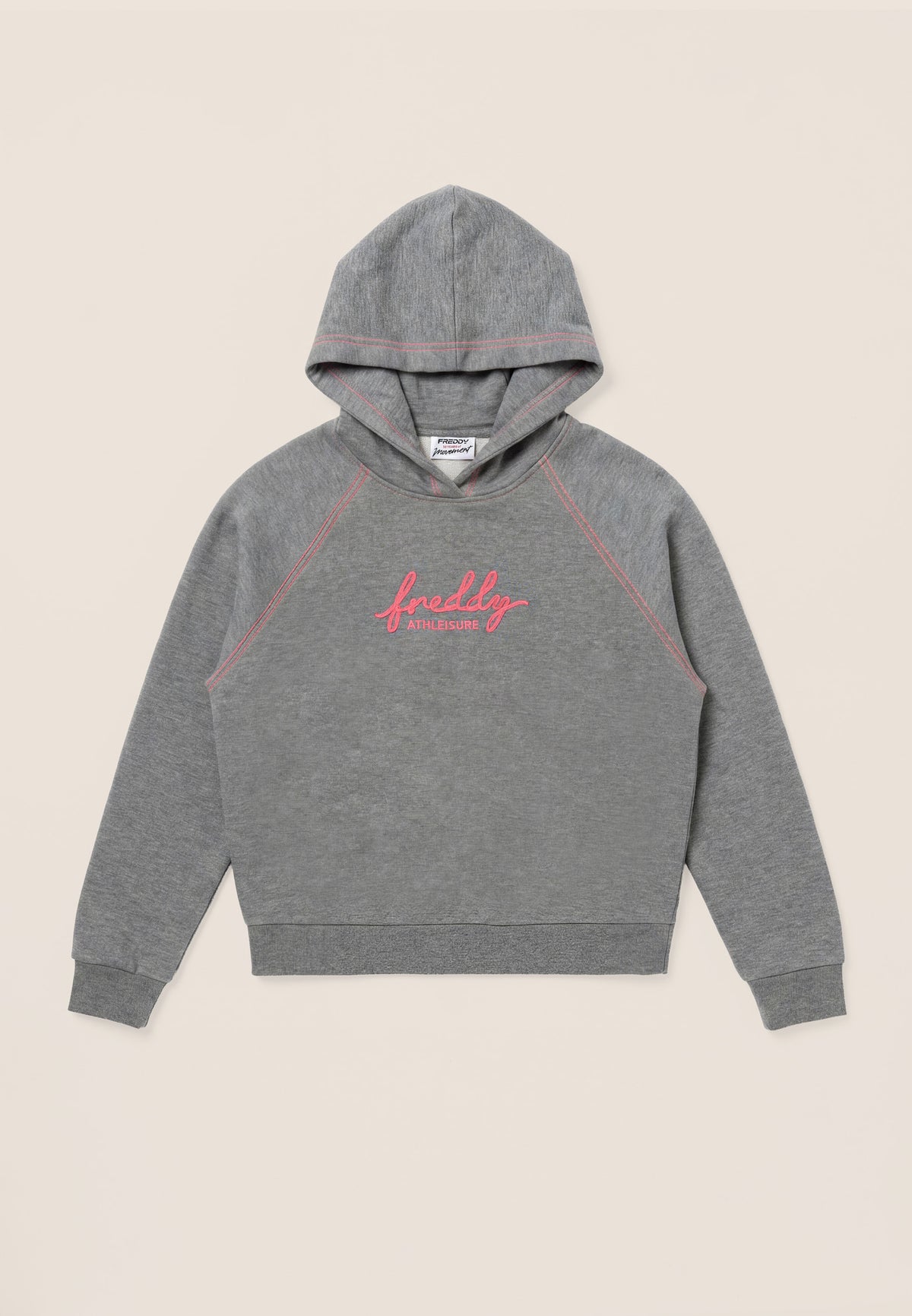 Comfort melange hoodie with neon embroidery - Mélange Gray