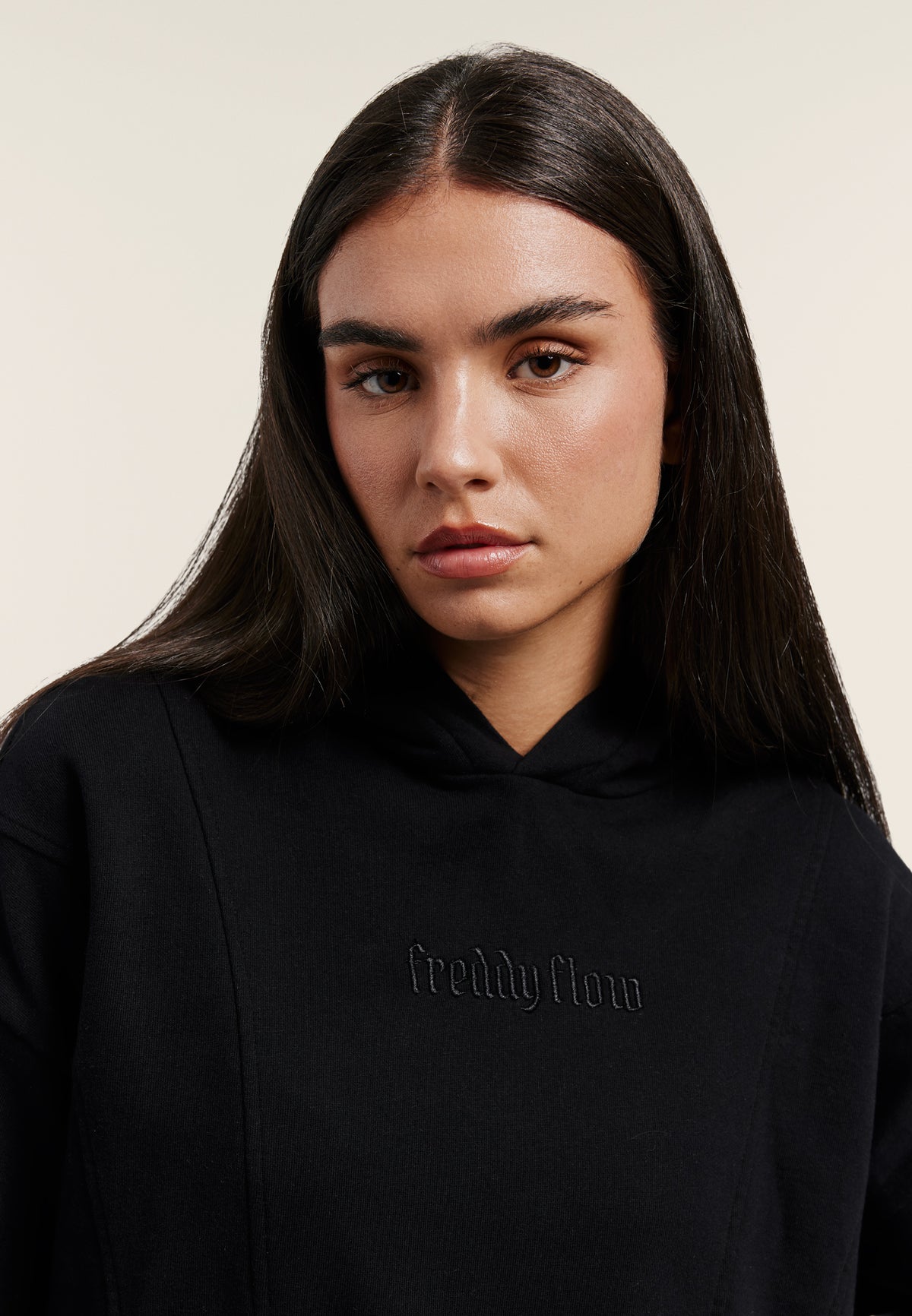 Oversize cropped hoodie with a faded effect - Black