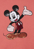 Comfort fit cropped sweatshirt with Mickey Mouse embroidery - Coral