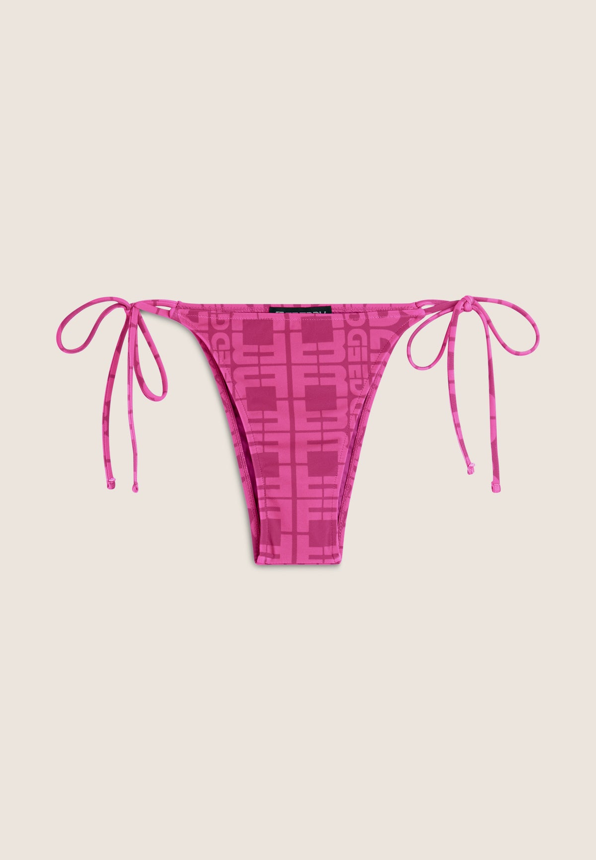 String-Bikinihose mit Allover-Logo-Print - FUCHSIA