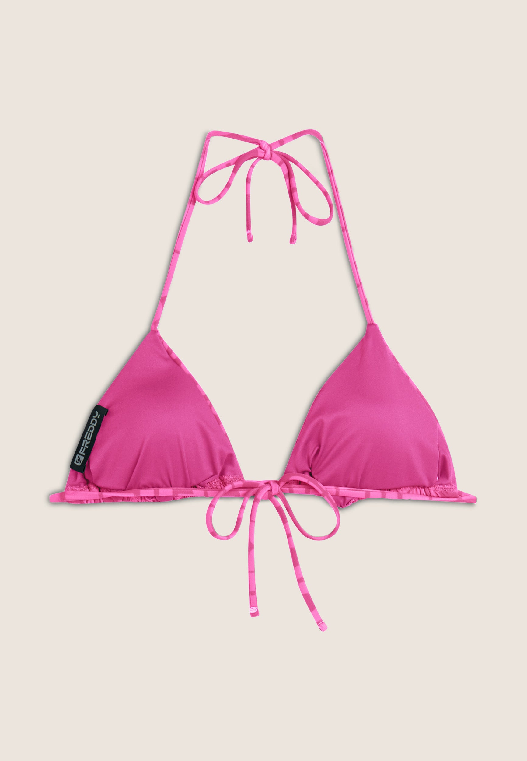 Triangel-Bikinioberteil mit Allover-Logo-Print - FUCHSIA