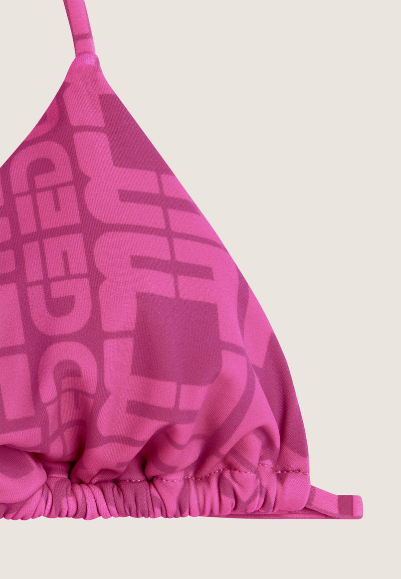Triangel-Bikinioberteil mit Allover-Logo-Print - FUCHSIA