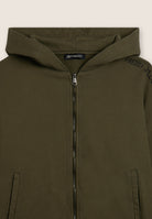 Cropped oversize sweatshirt with zip and Flow print - Ivy Green