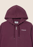 Zip hoodie with logo elastic trims - Mauve Wine