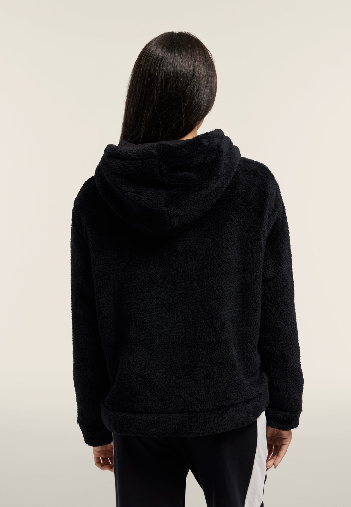 Teddy fleece hoodie with a zip - Black