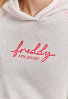 Comfort melange hoodie with neon embroidery - White Melange
