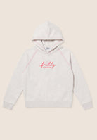 Comfort melange hoodie with neon embroidery - White Melange