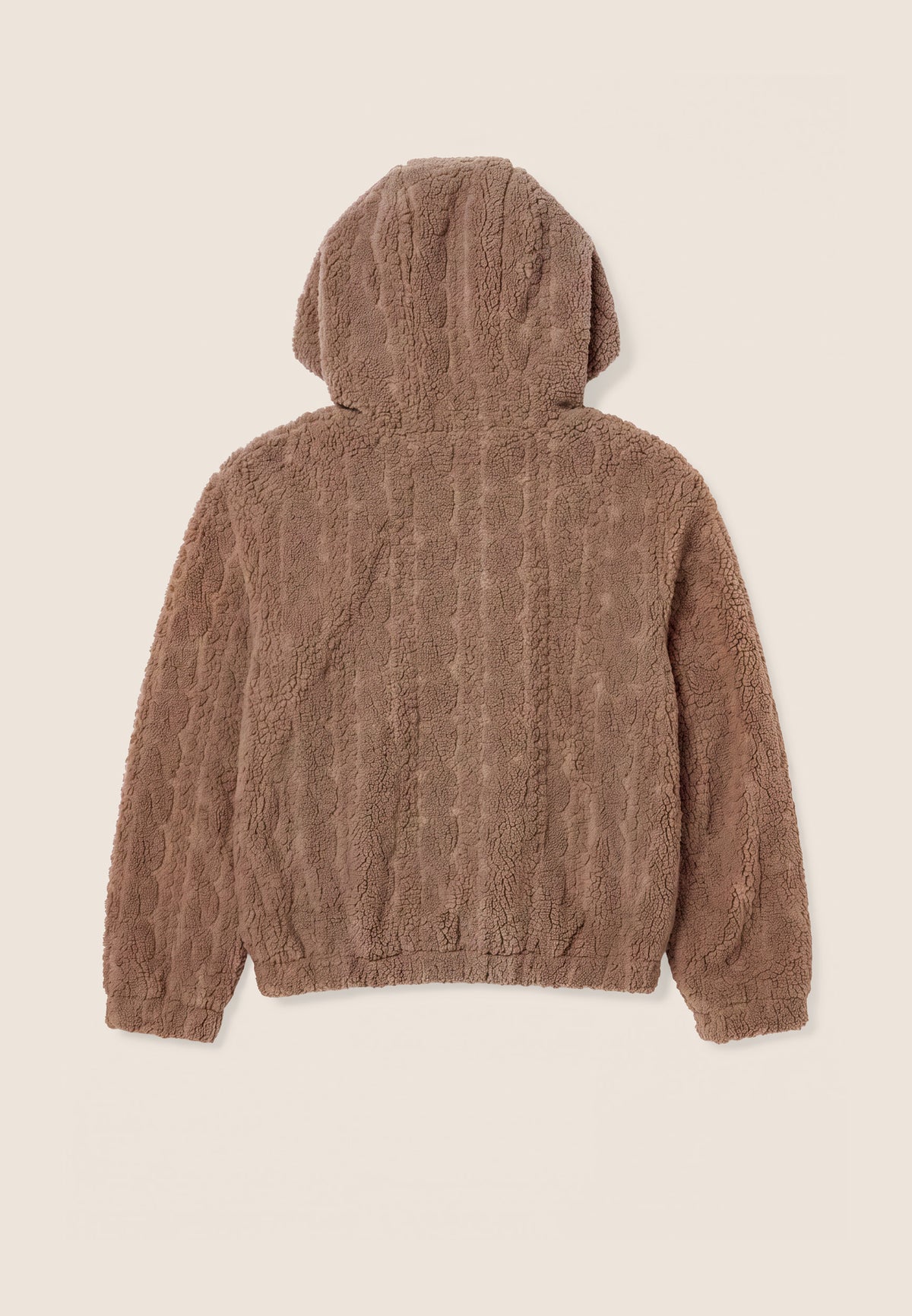 Hooded jacket in cable-knit sherpa fleece - Chanterelle