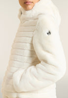 Synthetic fur hooded jacket with striped effect - Artic Wolf
