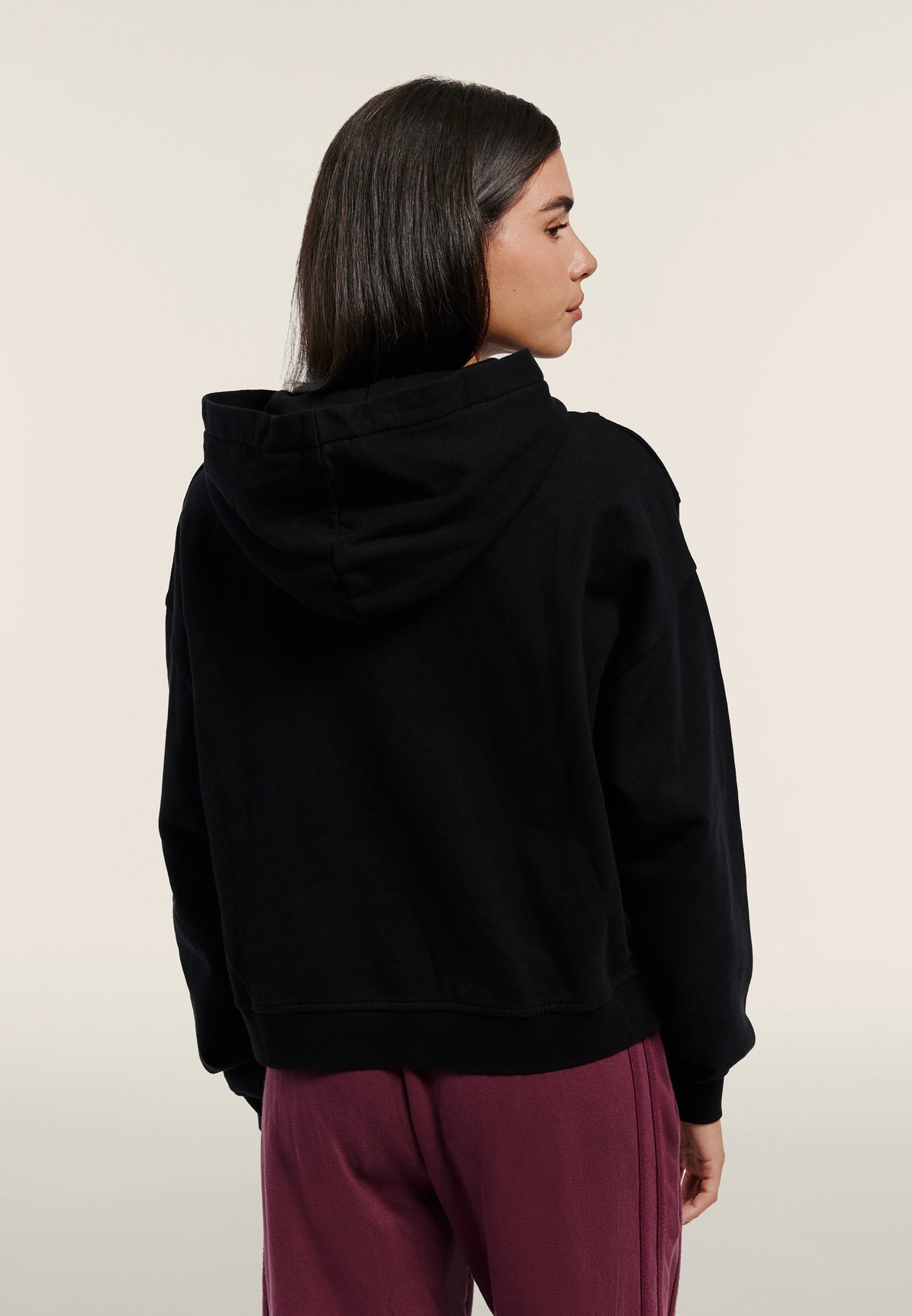 Oversize cropped hoodie with a faded effect - Black