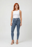 N.O.W. Comfort High Waist Skinny Denim Jeans - Denim Light Blue - Blue Seam