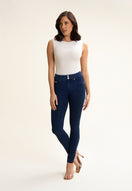 N.O.W. Comfort Mid Waist Skinny Denim Jeans - Denim Dark Blue - Blue Seam