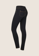 N.O.W. Comfort Mid Waist Skinny Denim Jeans - Denim Black - Yellow Seam