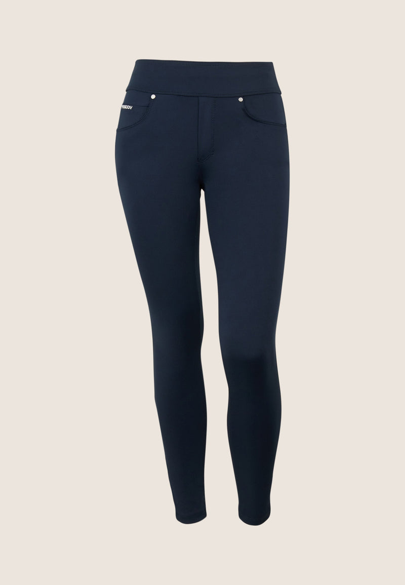 N.O.W. Yoga Mid Waist Skinny Flex Tech Leggings - Dark Sapphire