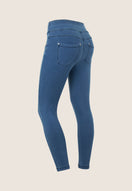 N.O.W. Yoga Mid Waist Skinny 7/8 Denim Jeans - Denim Light Blue - Blue Seam