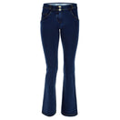 WR.UP Push-Up Regular Waist Flare Denim Jeans - Denim Dark Blue - Blue Seam