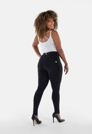 WR.UP Curvy Push-Up Regular Waist Skinny Denim Jeans - Denim Black - Black Seam