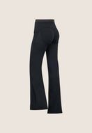 WR.UP Push-Up Medium Waist Wide Leg Flex Tech Leggings With Vegan Leather Details - Black