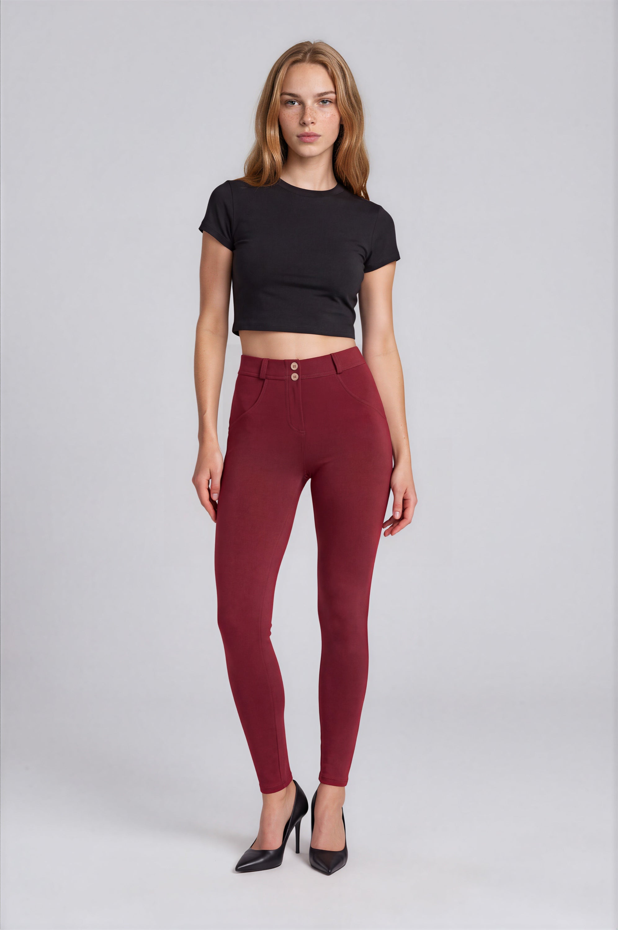 WR.UP Push-Up Regular Waist Skinny Pants - Cabernet Red