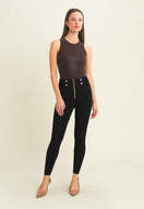 WR.UP Push-Up High Waist Skinny 7/8 Pant With Buttons On The Side - Black