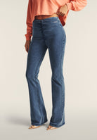 WR.UP Core Push-Up High Waist Flare Denim Jeans - Denim Medium Blue - Blue Seam