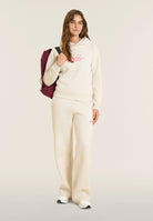 Comfort melange hoodie with neon embroidery - White Melange