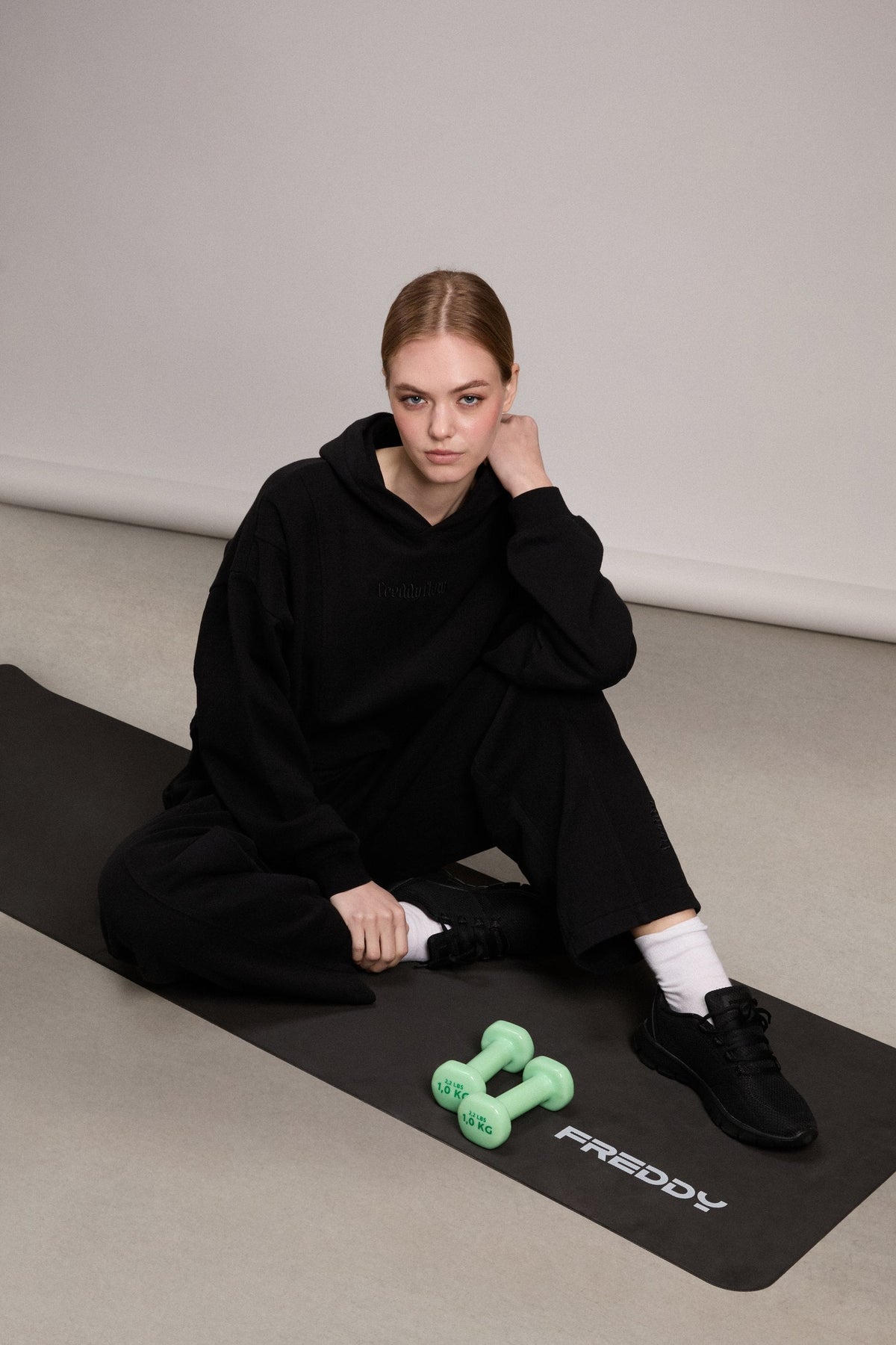 Fleece balloon trousers with faded effect - Black